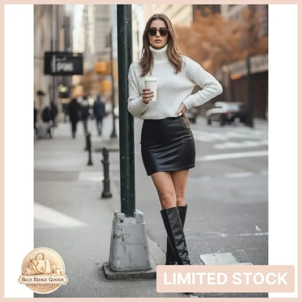 Faux Leather Pencil Skirt High Waisted Mini Bodycon Y2K Chic